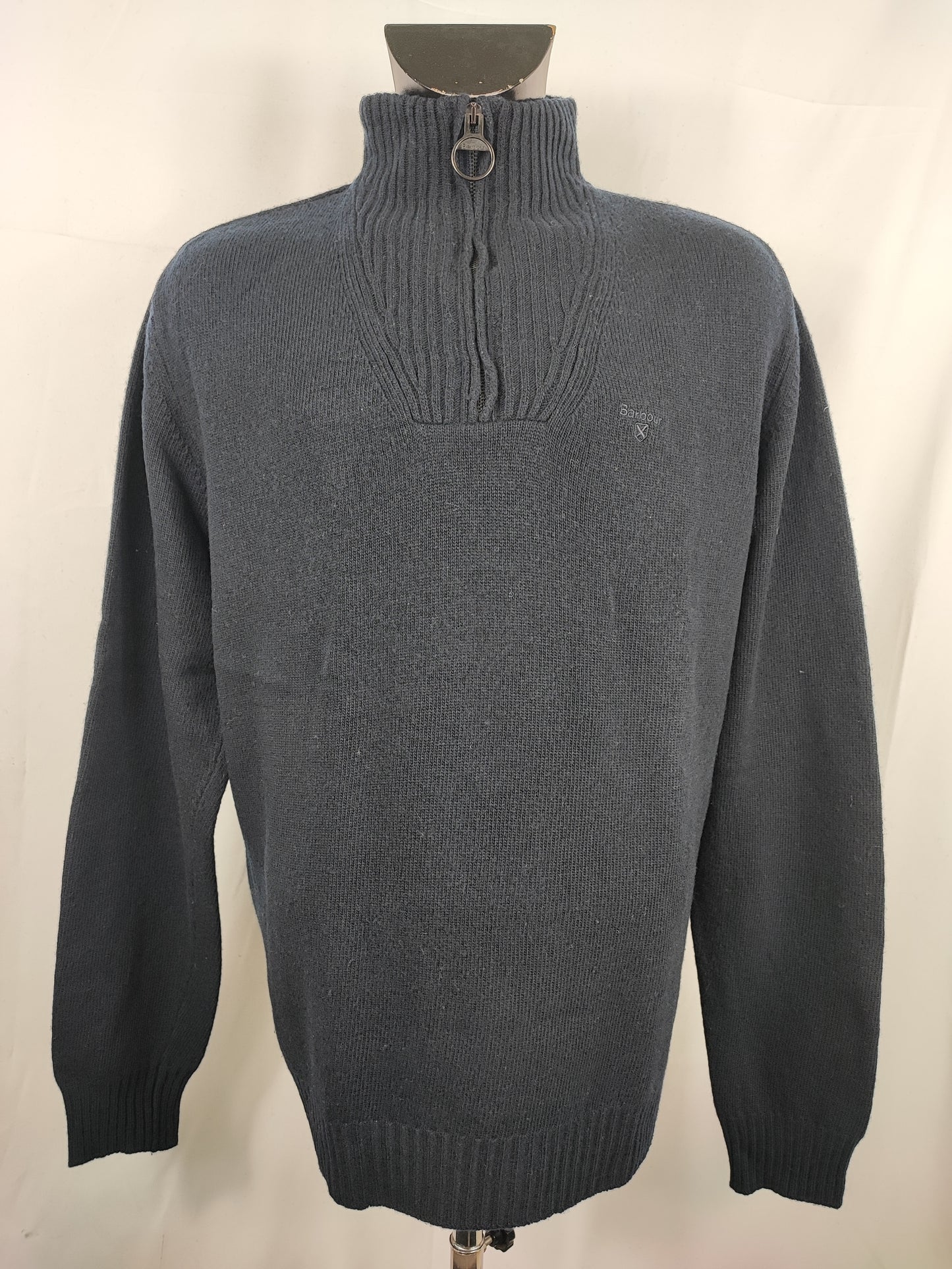 Maglione Barbour da uomo in lana Blu XL -Man Lambswool Navy Jumper Size Xlarge