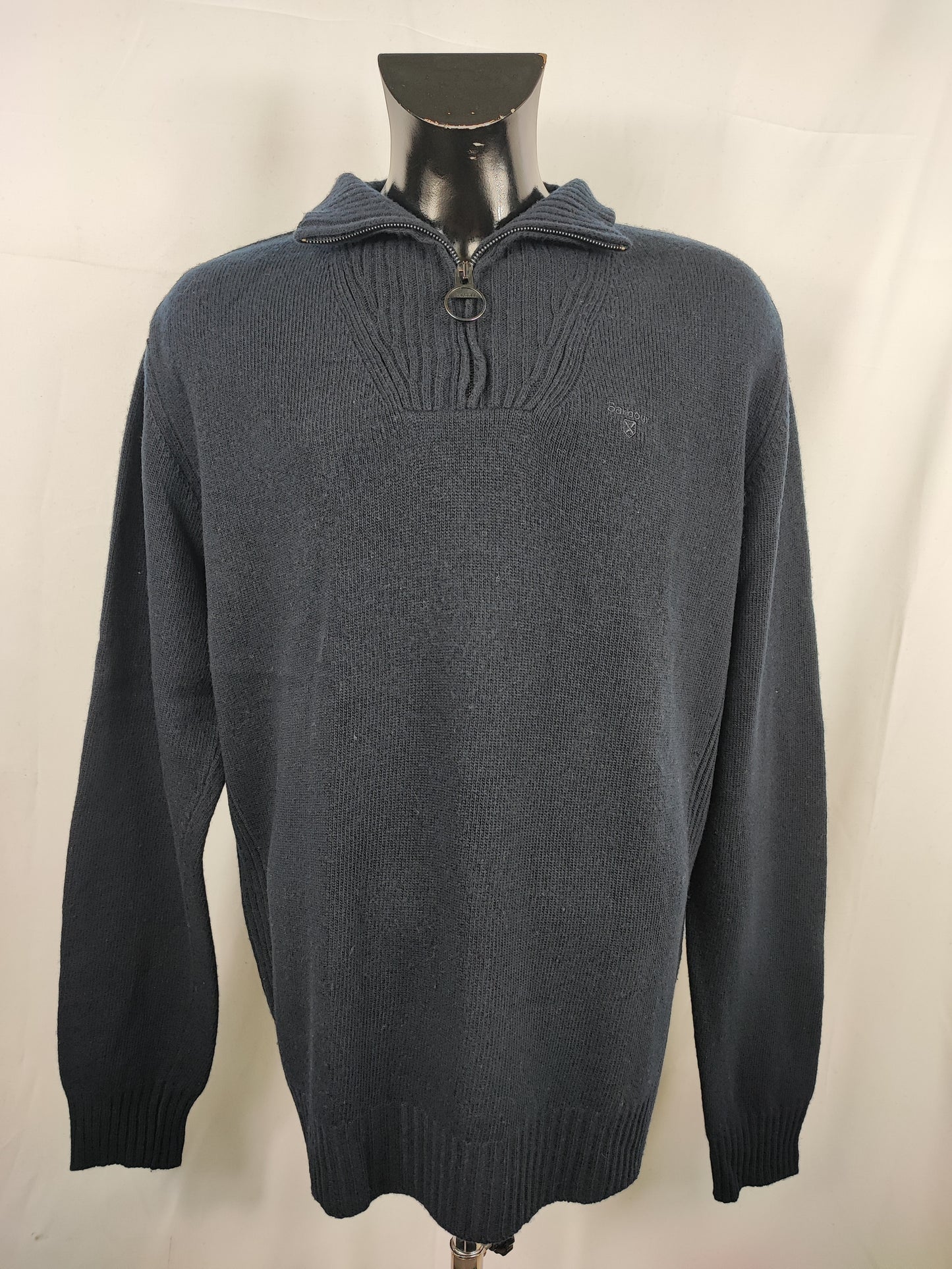 Maglione Barbour da uomo in lana Blu XL -Man Lambswool Navy Jumper Size Xlarge