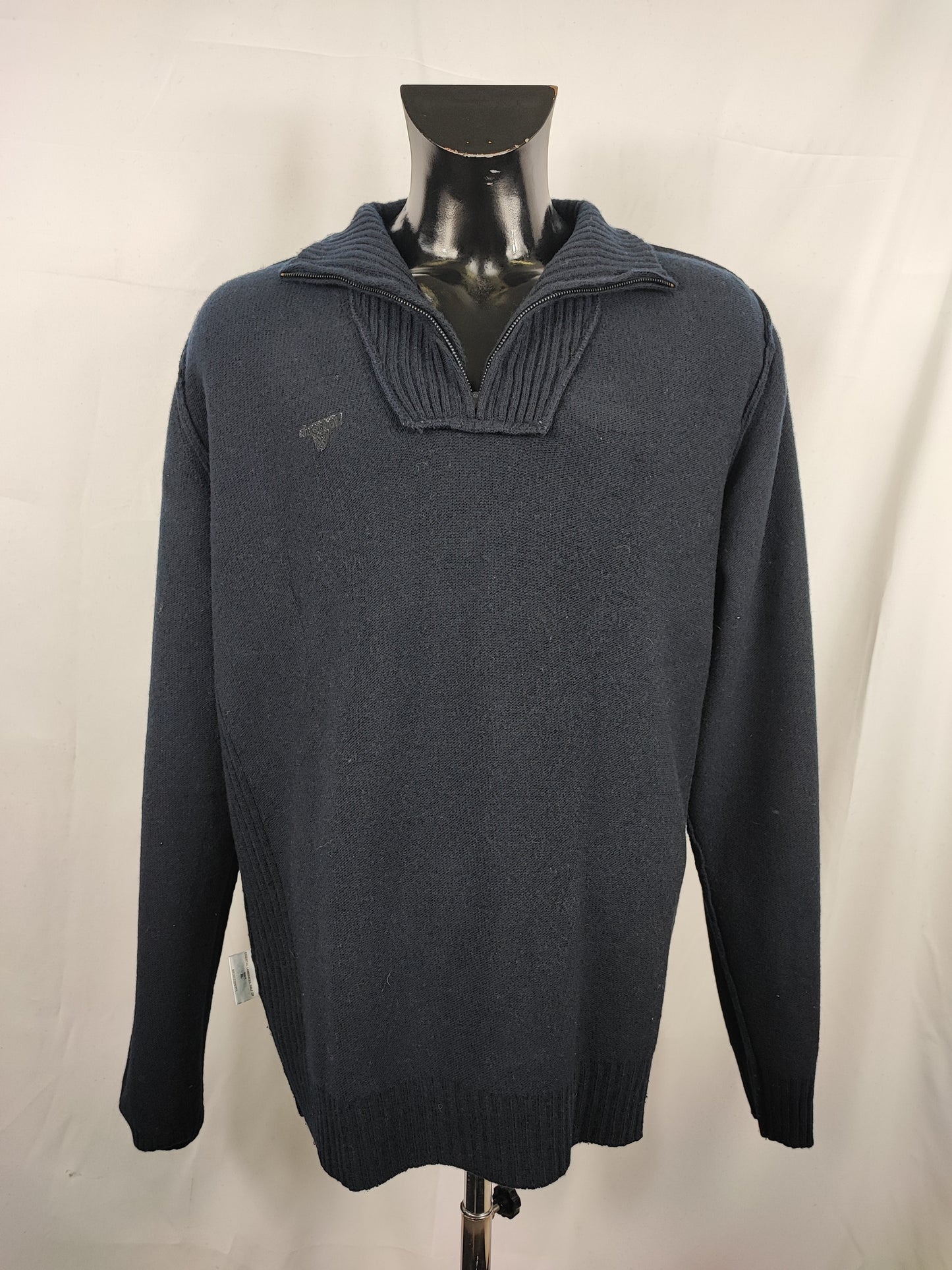 Maglione Barbour da uomo in lana Blu XL -Man Lambswool Navy Jumper Size Xlarge