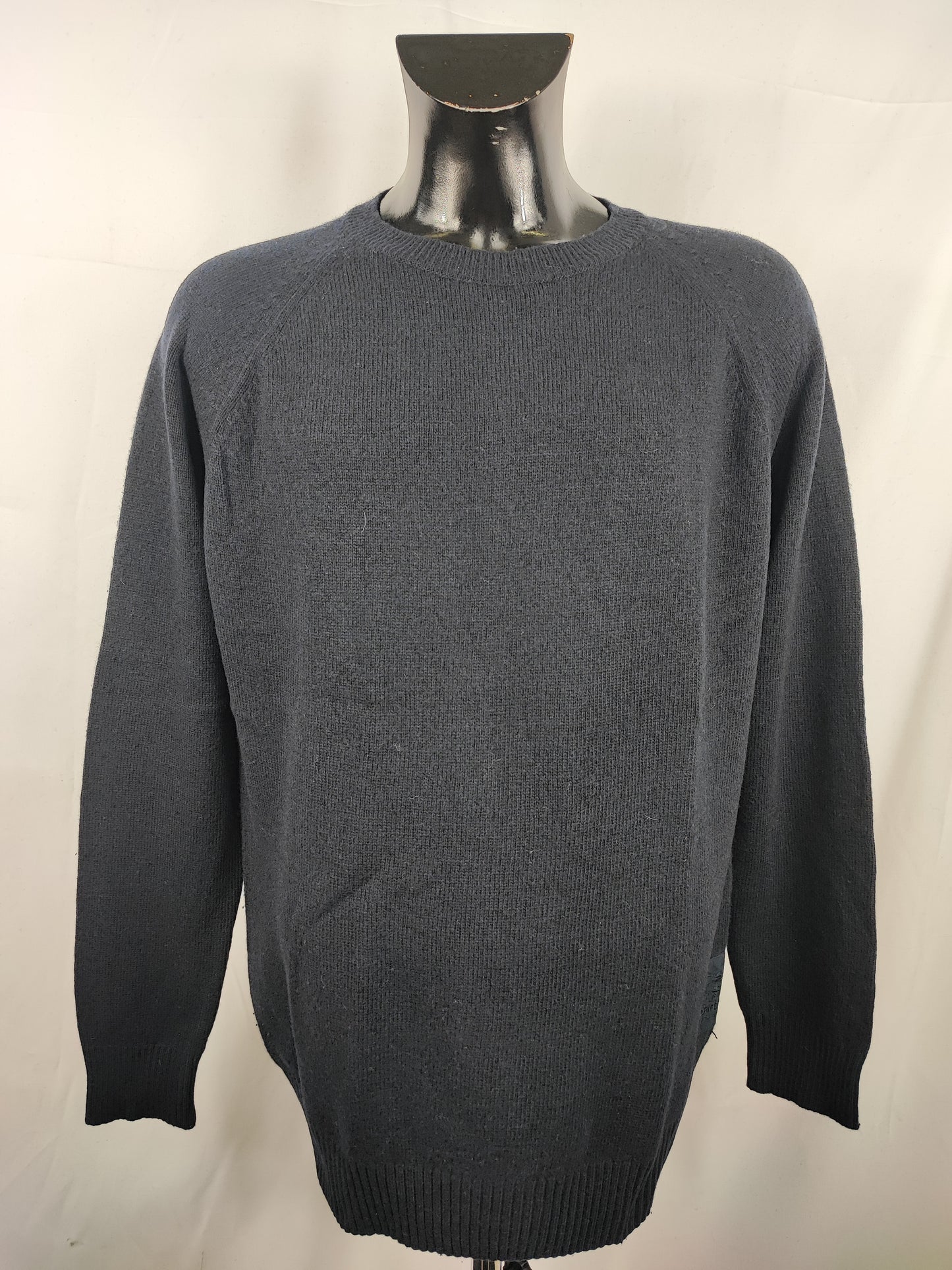 Maglione Barbour da uomo in lana Blu L -Man Lambswool Navy Jumper Size Large