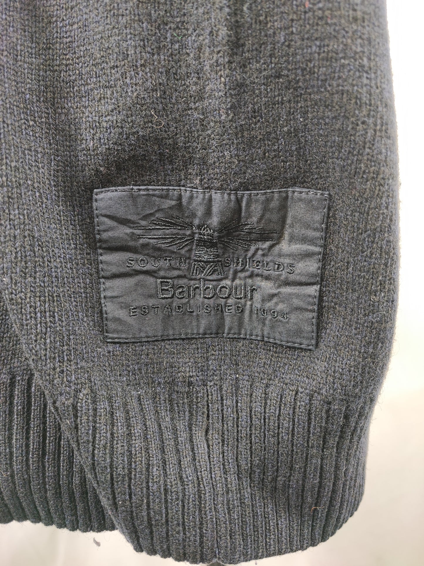 Maglione Barbour da uomo in lana Blu L -Man Lambswool Navy Jumper Size Large