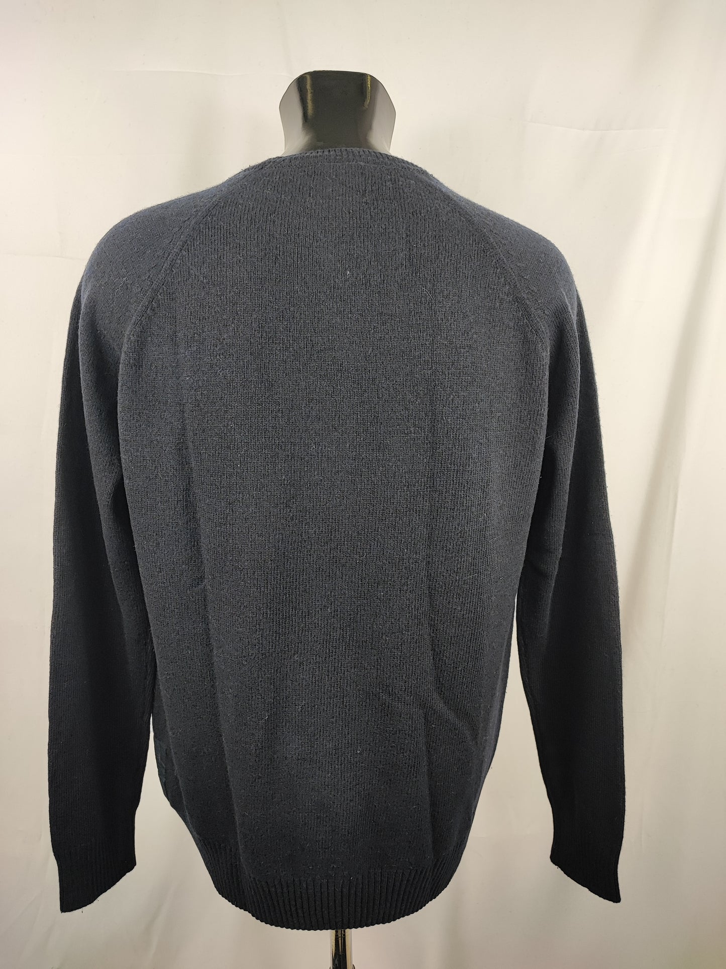 Maglione Barbour da uomo in lana Blu L -Man Lambswool Navy Jumper Size Large