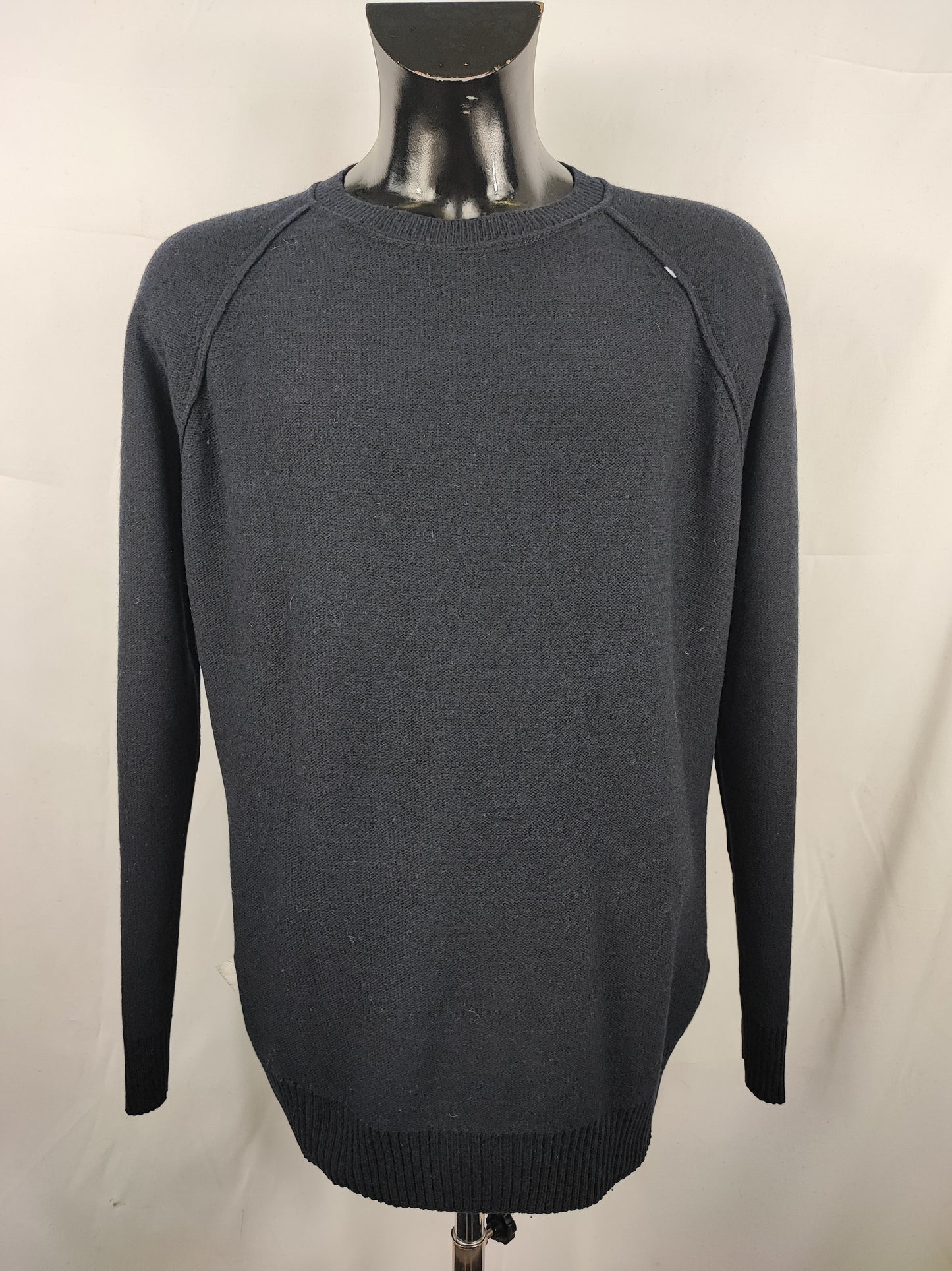 Maglione Barbour da uomo in lana Blu L -Man Lambswool Navy Jumper Size Large