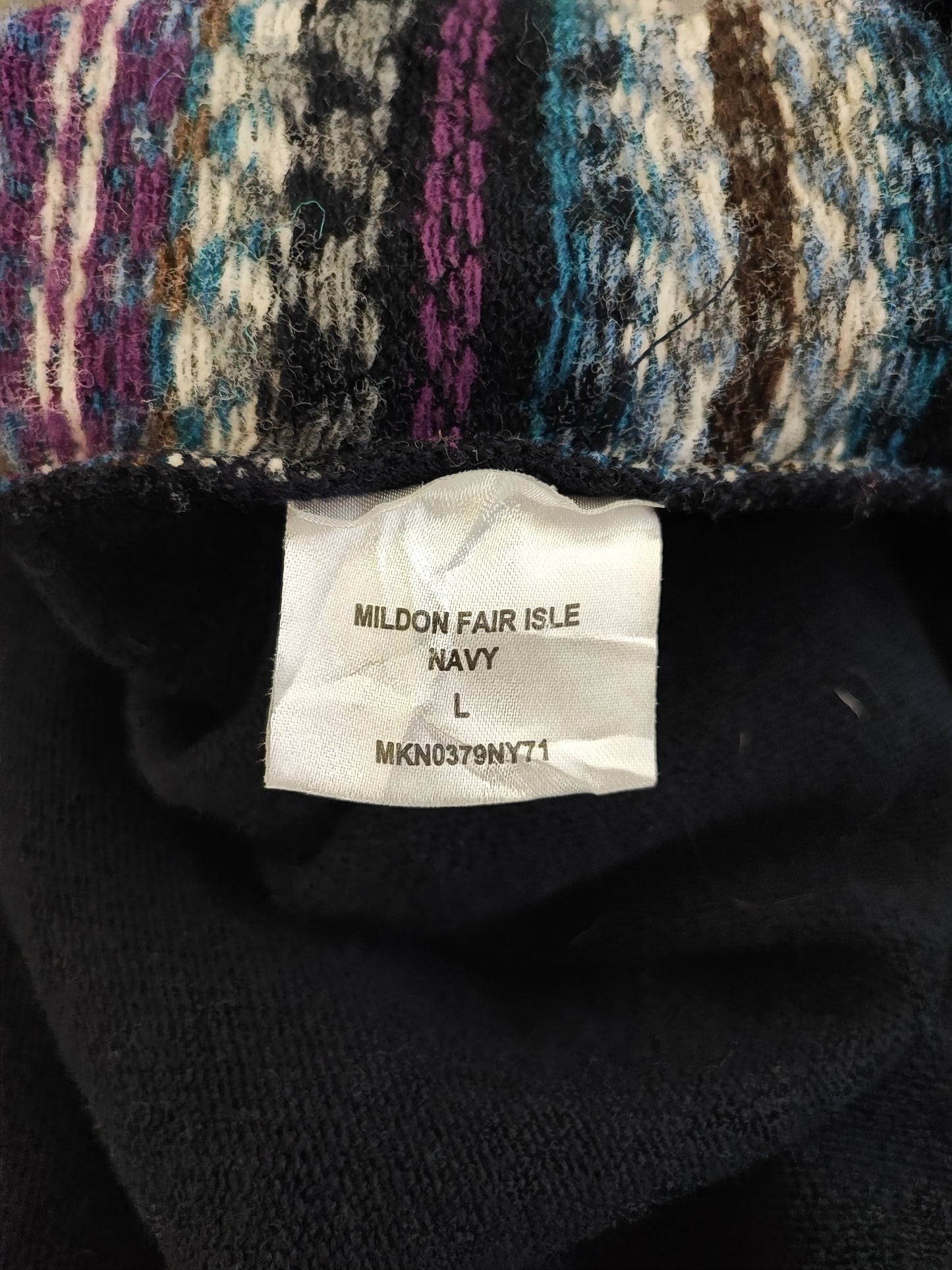 Maglione Barbour da uomo in lana Blu L -Man Mildon Fair Isle Navy Jumper Size Large