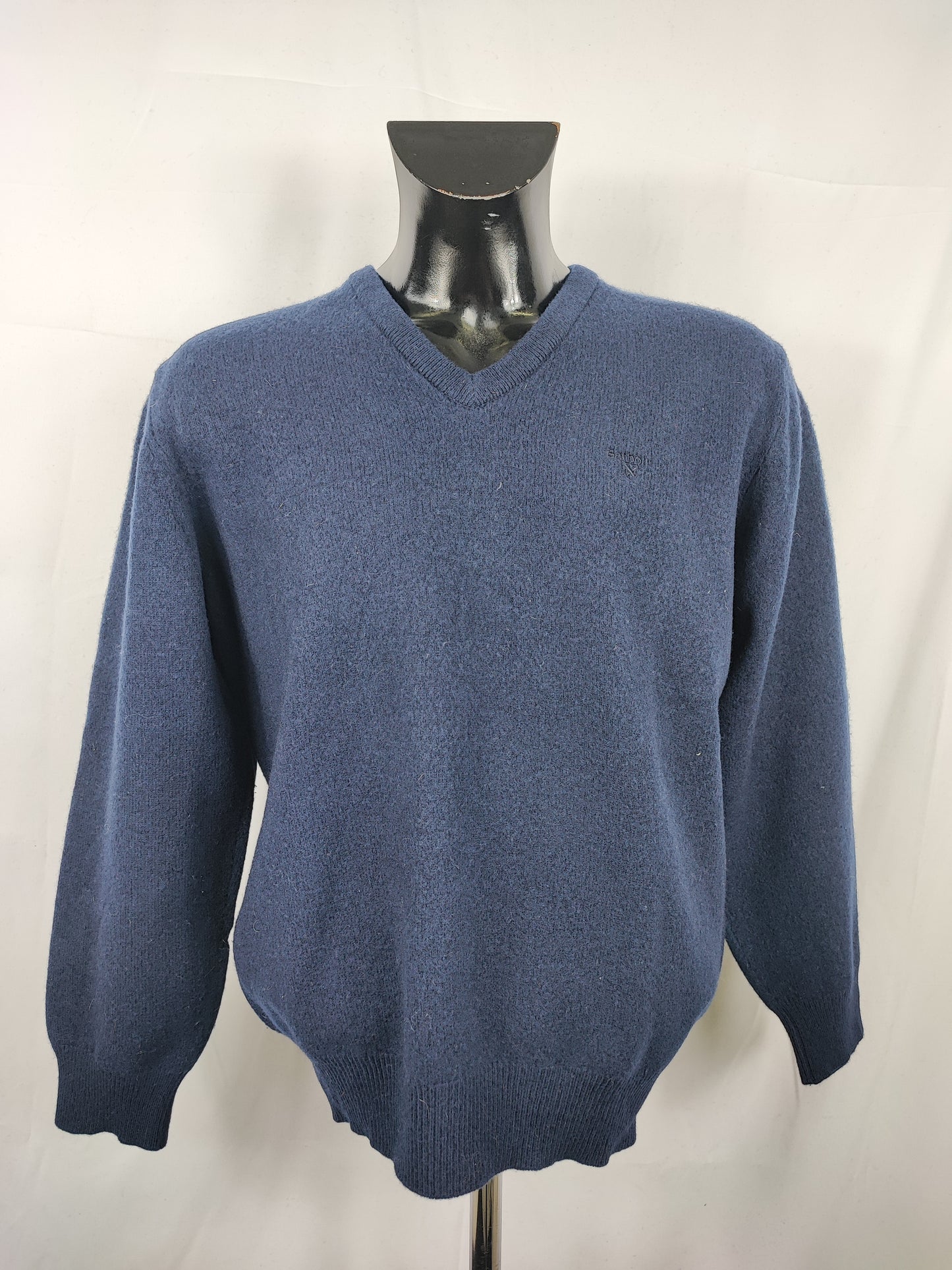 Maglione Barbour da uomo in lana Blu L -Man Blue Wool Jumper Size Large