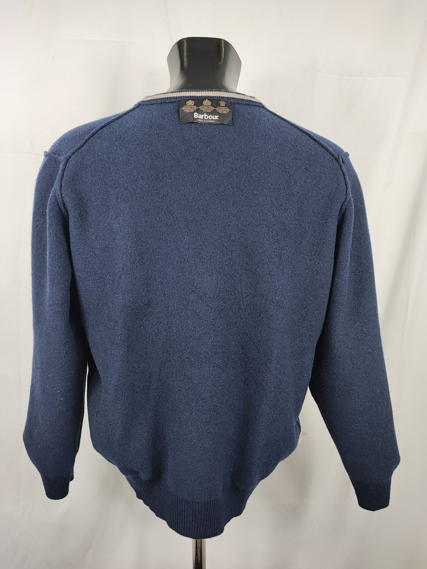 Maglione Barbour da uomo in lana Blu L -Man Blue Wool Jumper Size Large