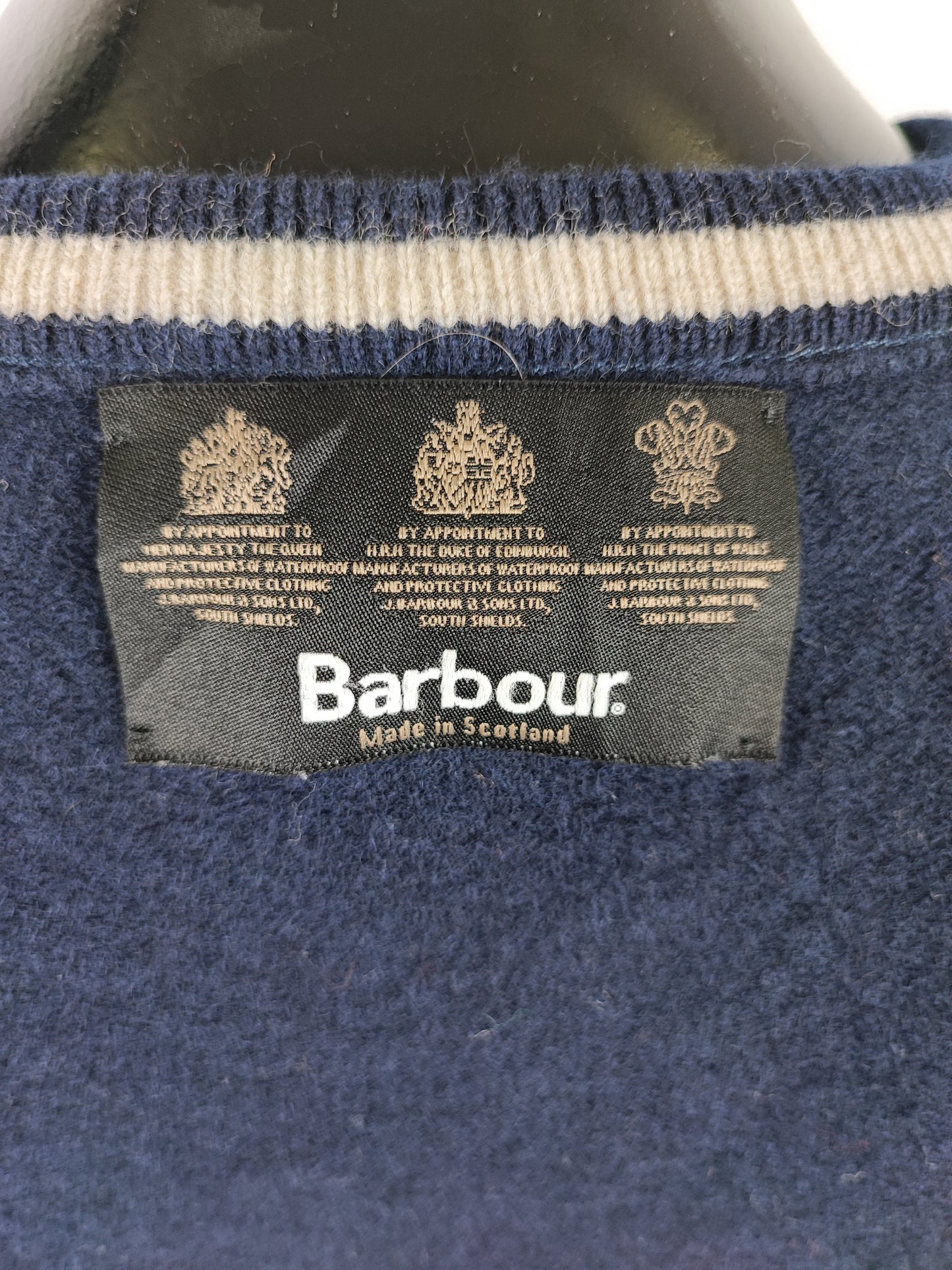 Maglione Barbour da uomo in lana Blu L -Man Blue Wool Jumper Size Large