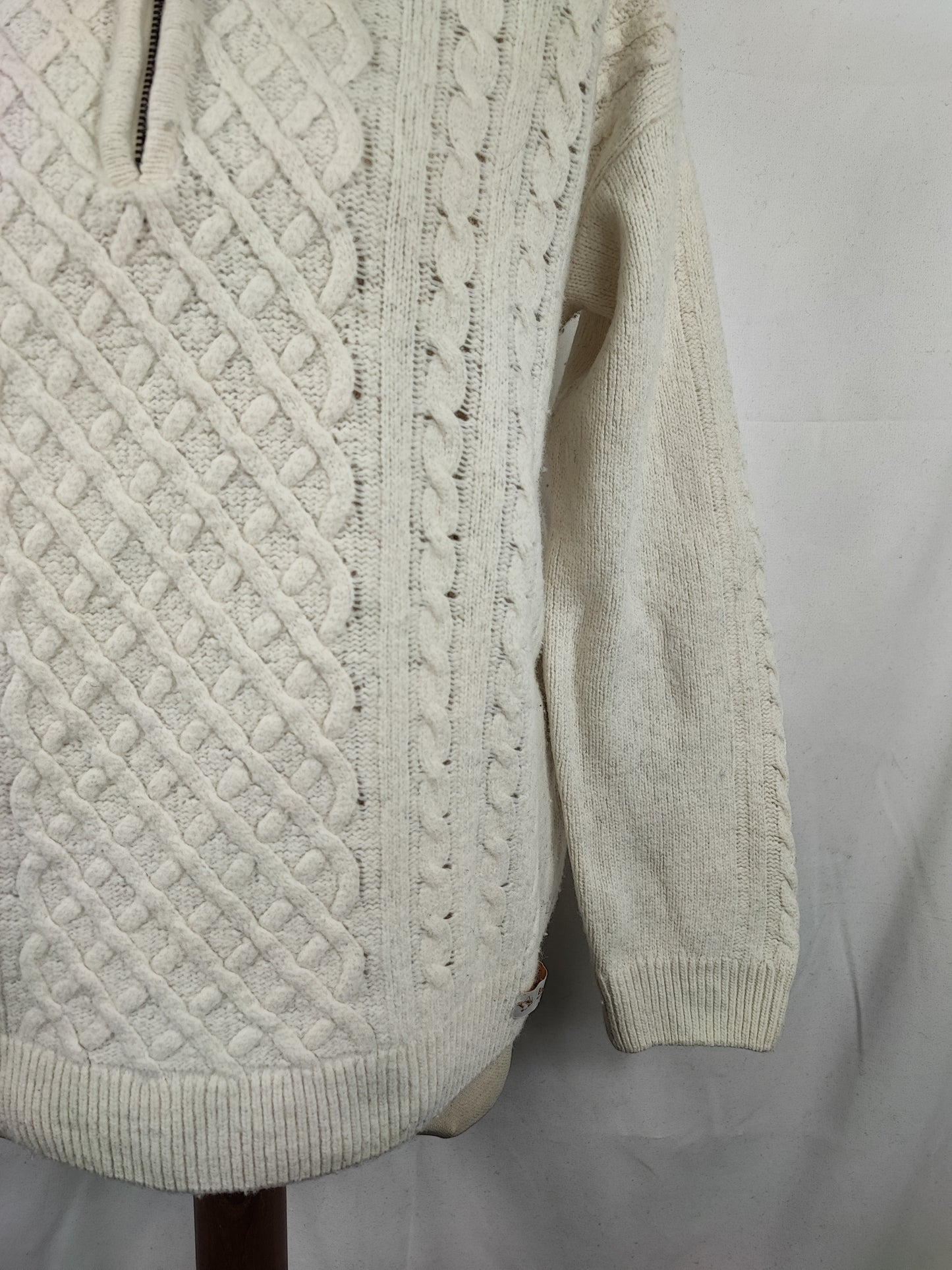 Maglione Barbour da donna in lana Bianco uk10 small -Lady White Wool Jumper Size Small