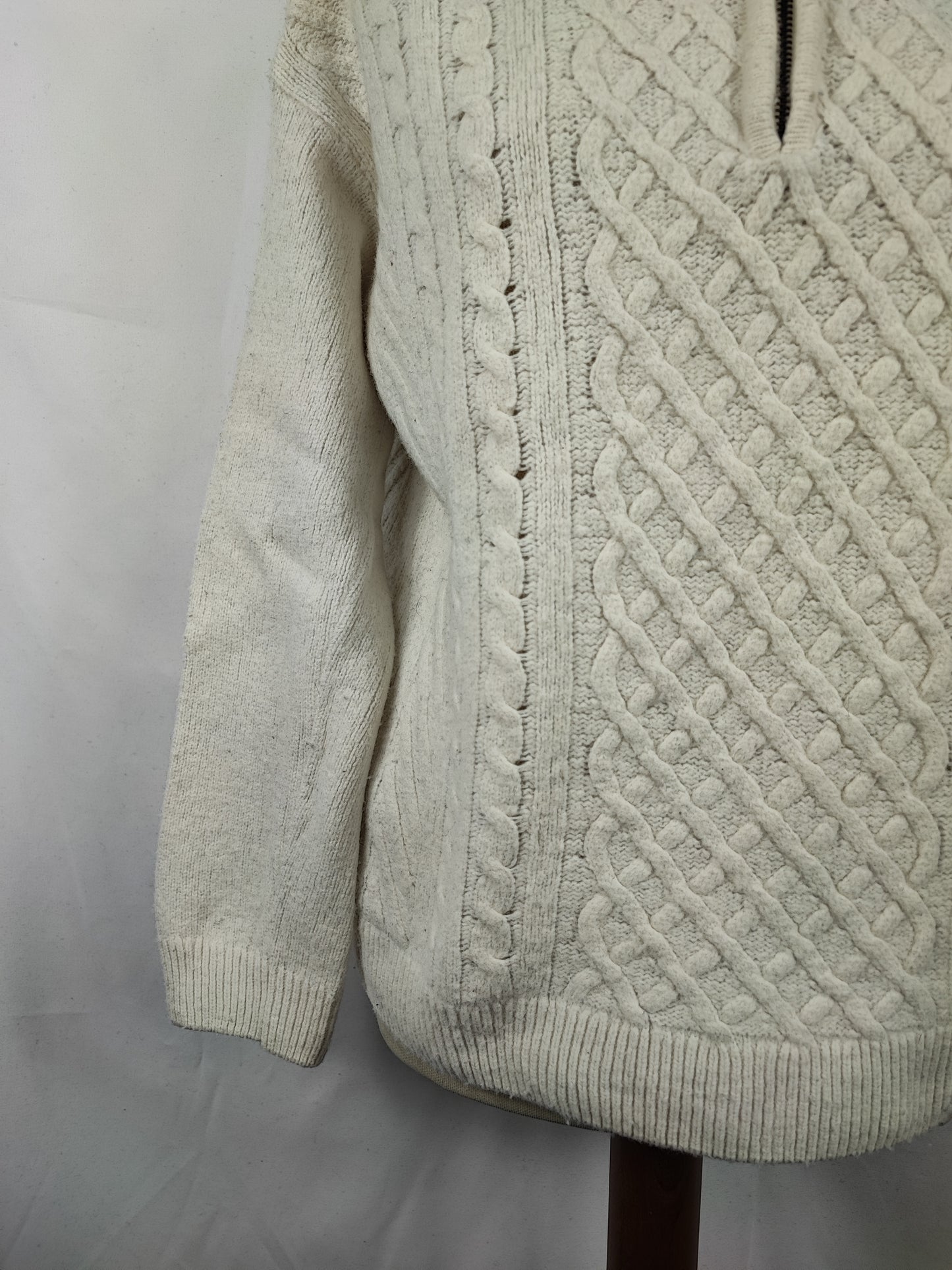 Maglione Barbour da donna in lana Bianco uk10 small -Lady White Wool Jumper Size Small