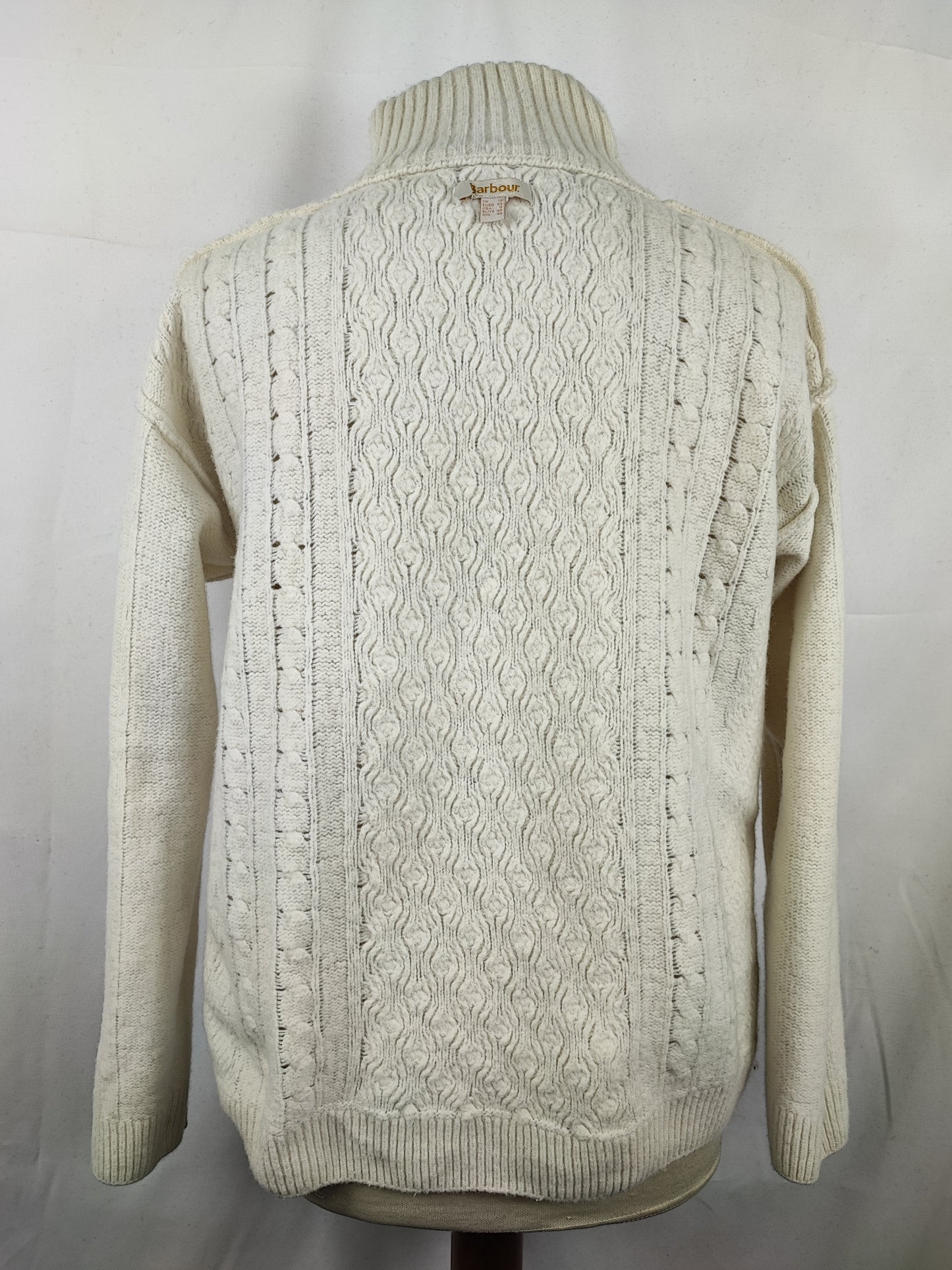 Maglione Barbour da donna in lana Bianco uk10 small -Lady White Wool Jumper Size Small