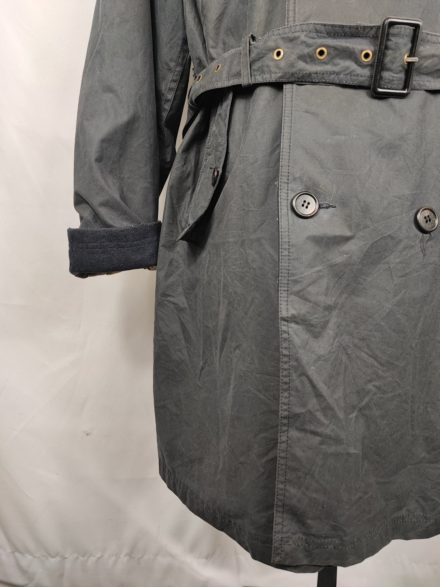 Trench Barbour uomo blu cerato Xlarge- Man Collingwood Navy Wax Trench Jacket size Xlarge