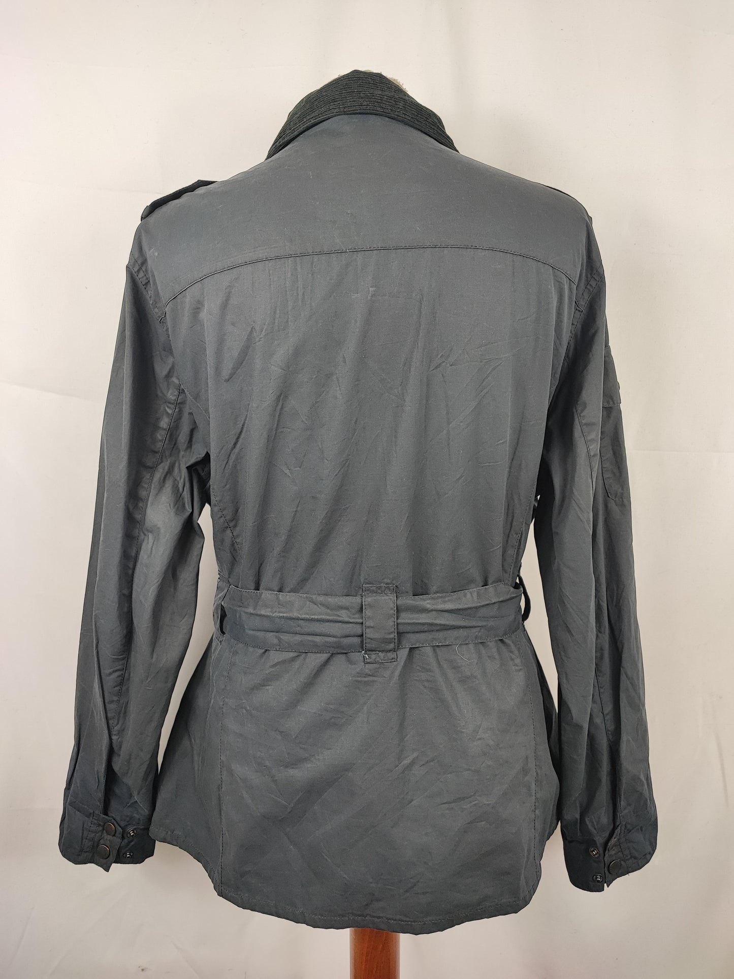 Barbour Giacca corta blu cerata Flyweight Amelia Tg.44/46 Navy Wax Flyweight Amelia Uk16