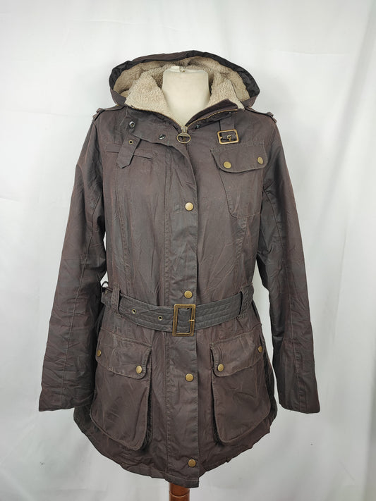 Giacca Barbour Unisex marrone con cappuccio uk18 tg.46/48 -Brown Winter Wax Jacket size uk18