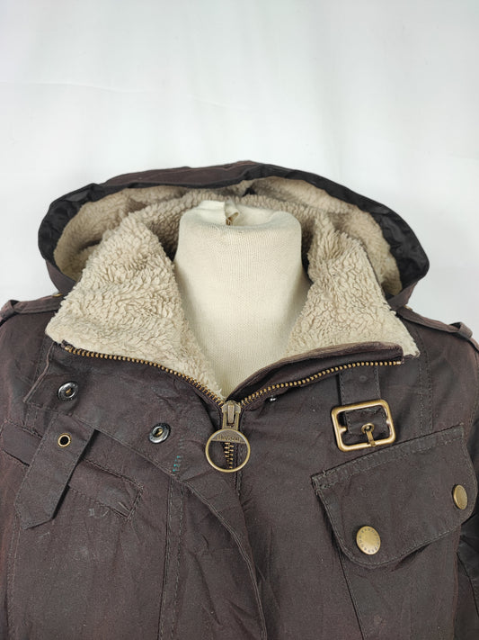 Giacca Barbour Unisex marrone con cappuccio uk18 tg.46/48 -Brown Winter Wax Jacket size uk18