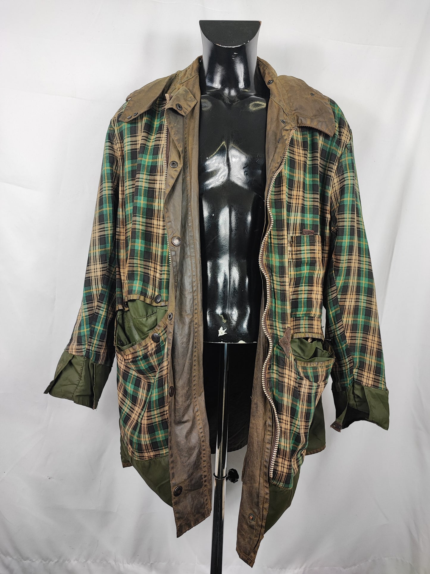 Barbour Uomo Border vintage verde Cerato C44/112cm Green Border Wax Coat Large XLarge