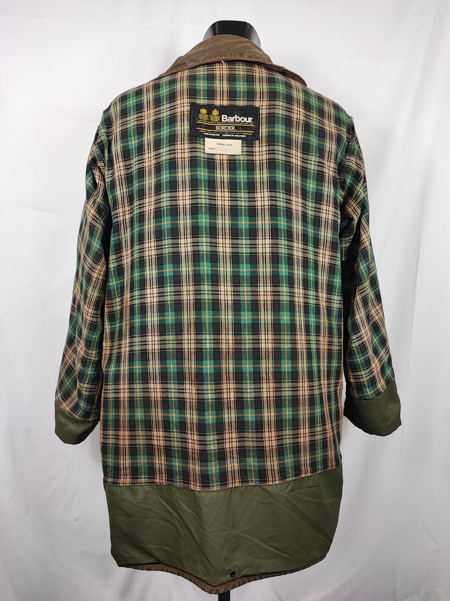 Barbour Uomo Border vintage verde Cerato C44/112cm Green Border Wax Coat Large XLarge