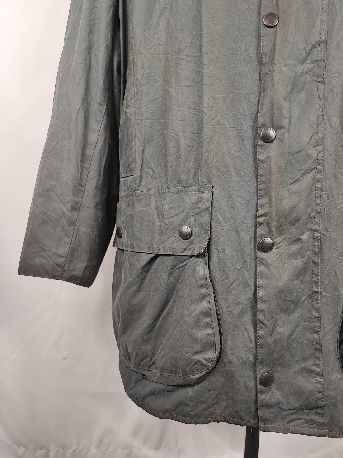 Giacca Barbour Border blu Vintage Cerata C46/117 cm - Navy wax border coat C46 size XL comoda