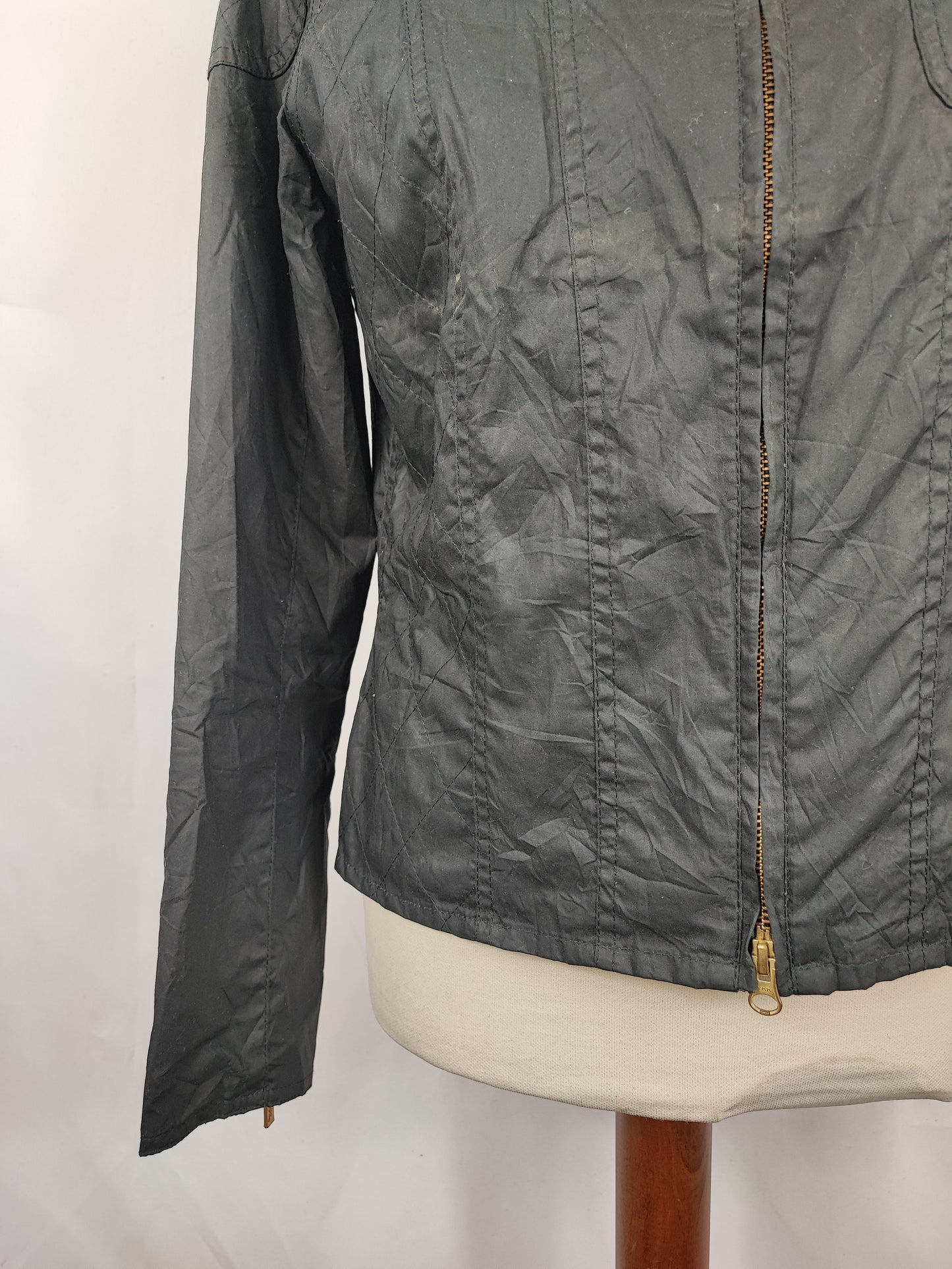 Giacca Barbour donna nero cerata Uk12 tg. 42 Medium Lady Black Wax jacket size uk12