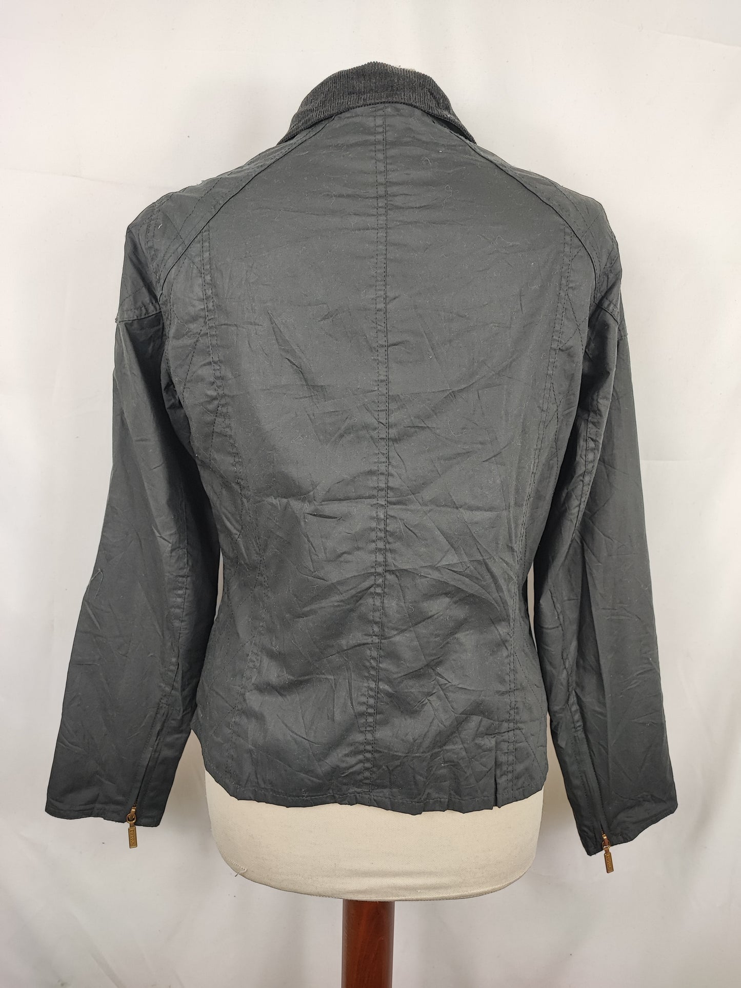 Giacca Barbour donna nero cerata Uk12 tg. 42 Medium Lady Black Wax jacket size uk12