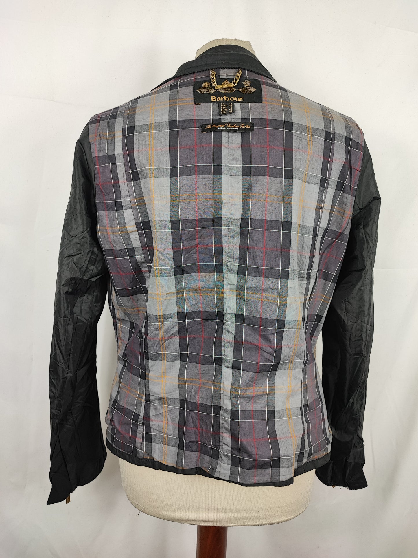 Giacca Barbour donna nero cerata Uk12 tg. 42 Medium Lady Black Wax jacket size uk12