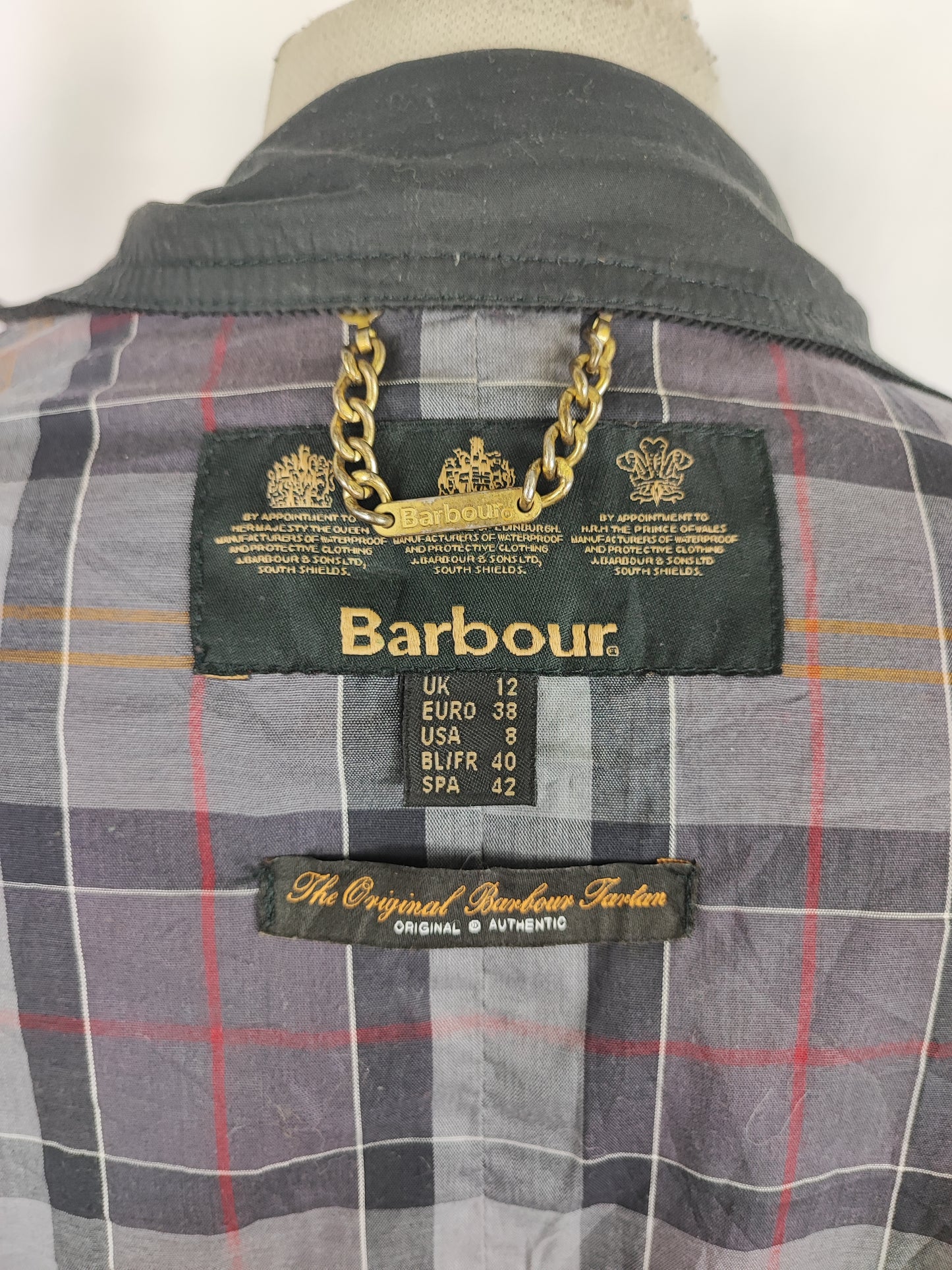 Giacca Barbour donna nero cerata Uk12 tg. 42 Medium Lady Black Wax jacket size uk12