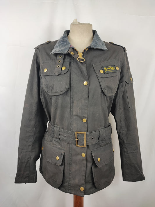 Giacca Barbour International Donna Medium UK12 -Lady International Black Jacket UK12