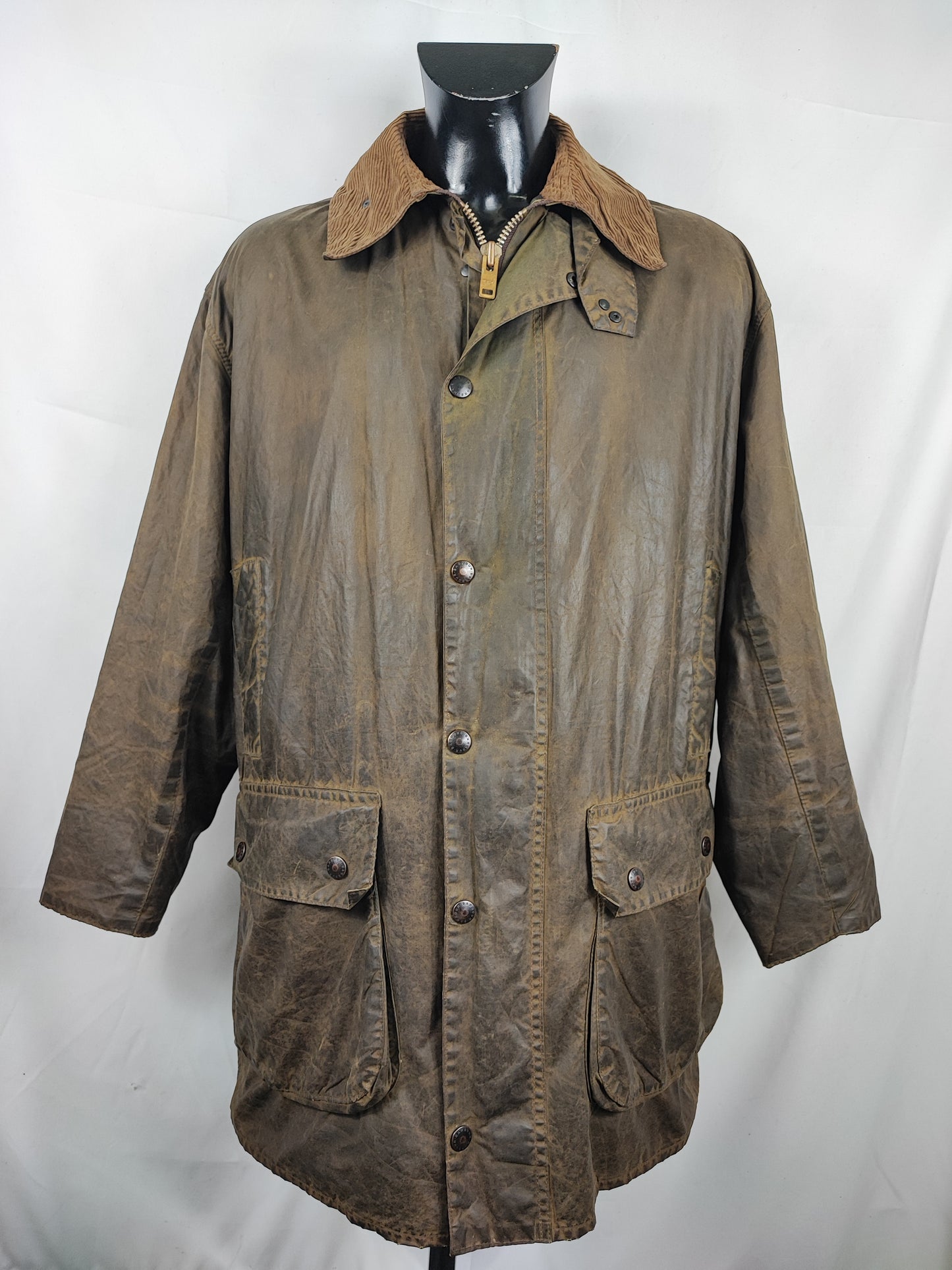 Barbour Uomo Border vintage verde Cerato C44/112cm Green Border Wax Coat Large XLarge