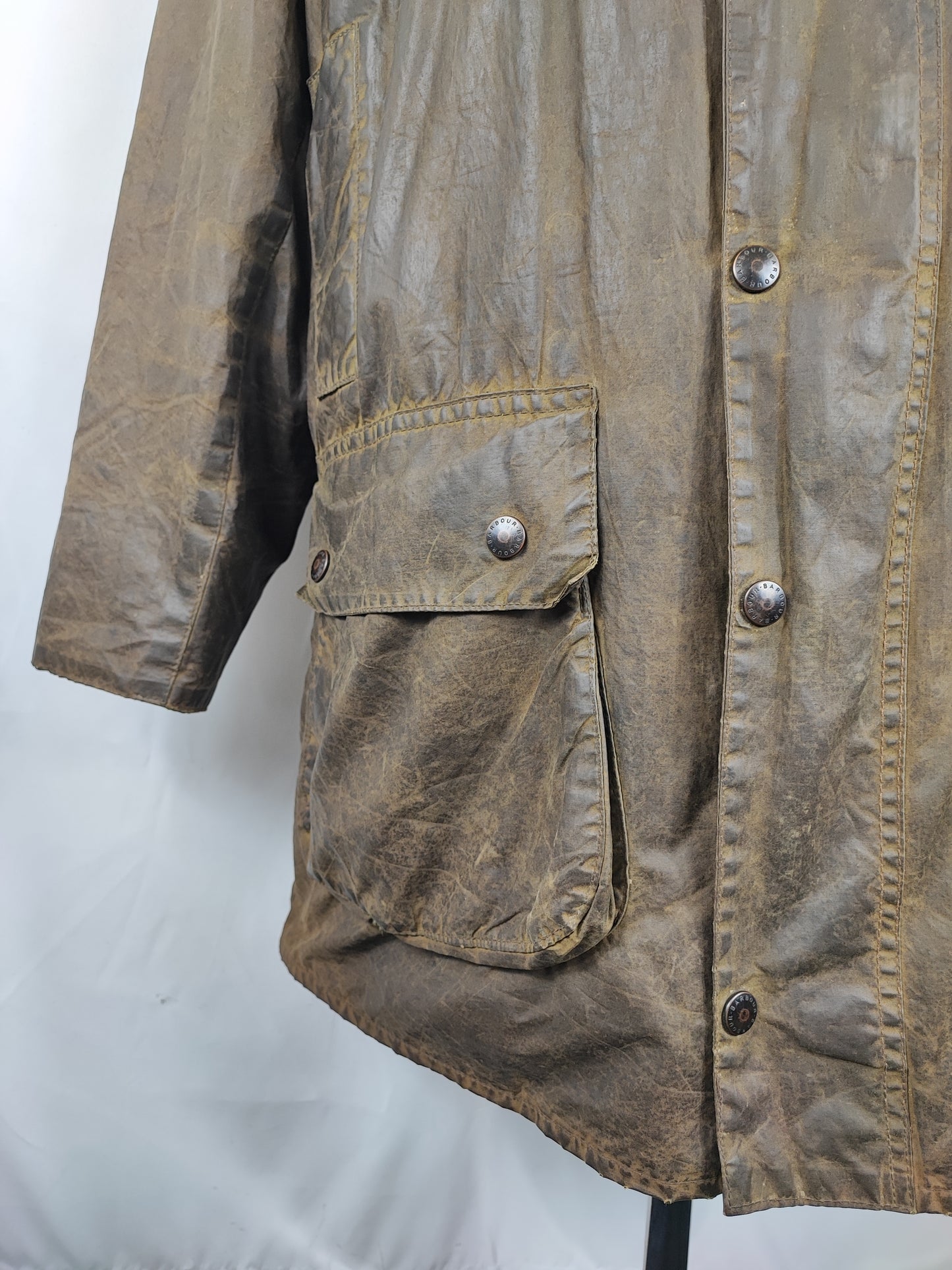 Barbour Uomo Border vintage verde Cerato C44/112cm Green Border Wax Coat Large XLarge