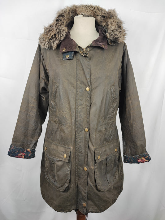 Giacca Barbour cerata verde da donna tg.40 Uk10-Wax Olive Hood Tors Jacket uk10 Small
