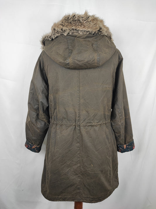Giacca Barbour cerata verde da donna tg.40 Uk10-Wax Olive Hood Tors Jacket uk10 Small