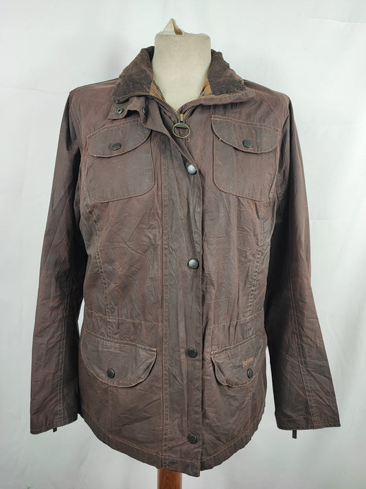 Giacca Barbour marrone cerata da donna Small Uk10 Lady brown Lighweight Sapper Jacket 10 Small
