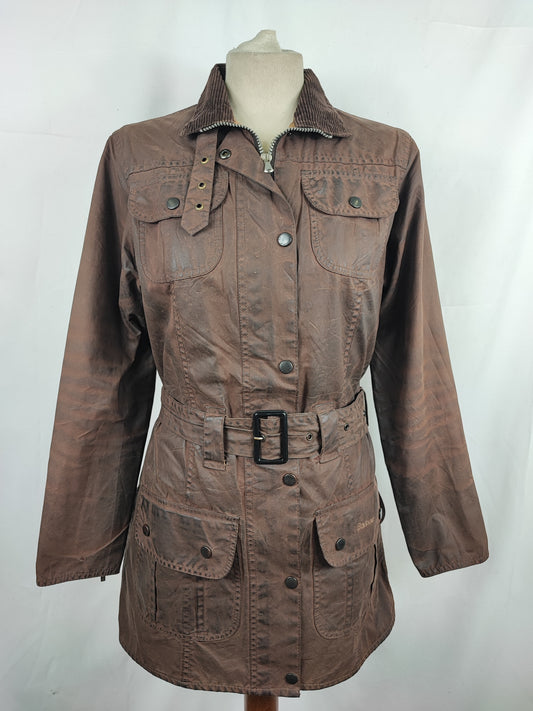 Barbour Giacca marrone donna Utility Xsmall 38 Lady Brown Utility Mac wax Jacket size uk 8