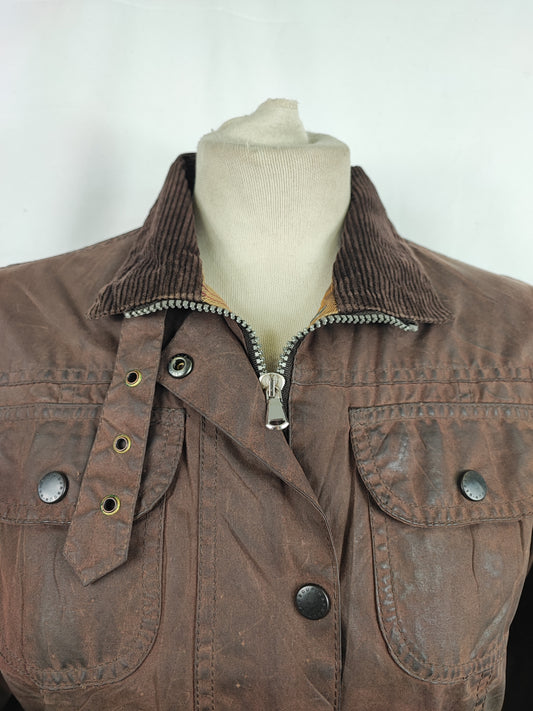 Barbour Giacca marrone donna Utility Xsmall 38 Lady Brown Utility Mac wax Jacket size uk 8