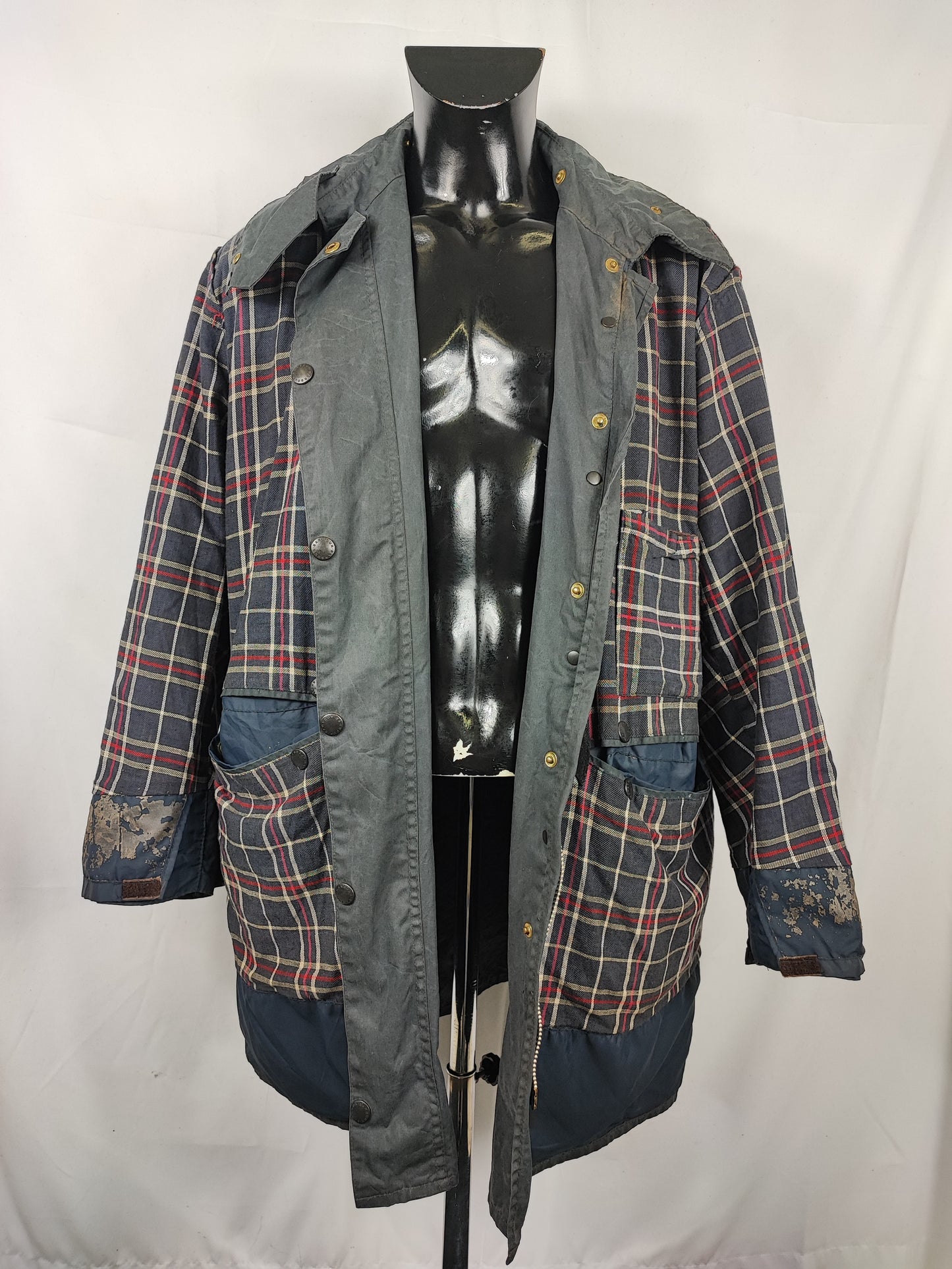Barbour Uomo Border Blu cotone Cerato C44/112cm Man Navy Border Coat Large/Xlarge
