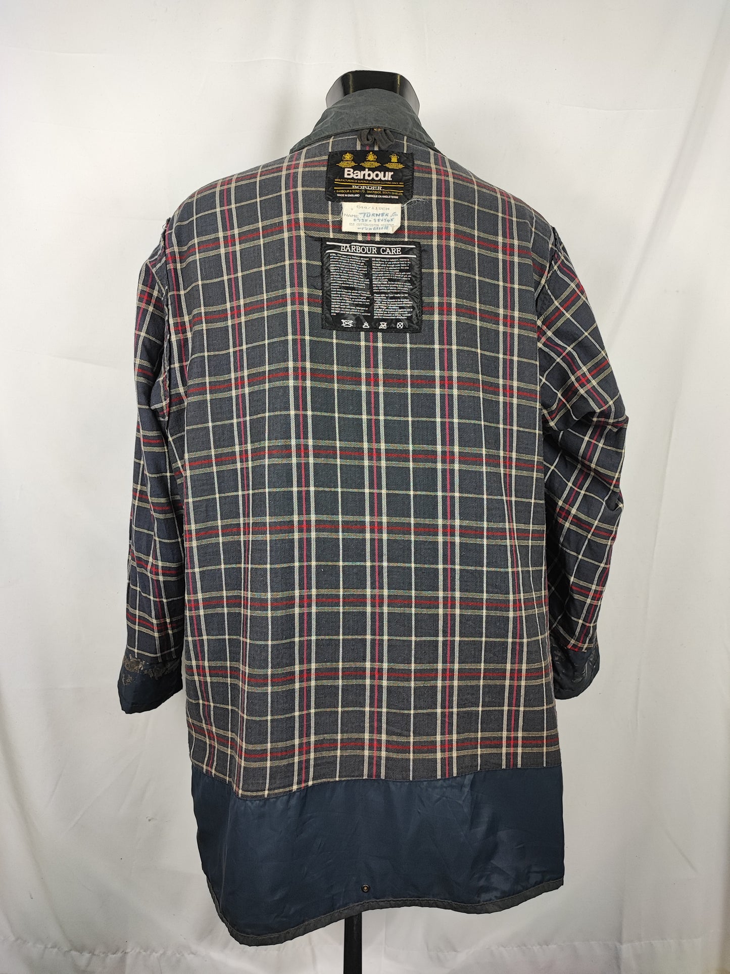 Barbour Uomo Border Blu cotone Cerato C44/112cm Man Navy Border Coat Large/Xlarge