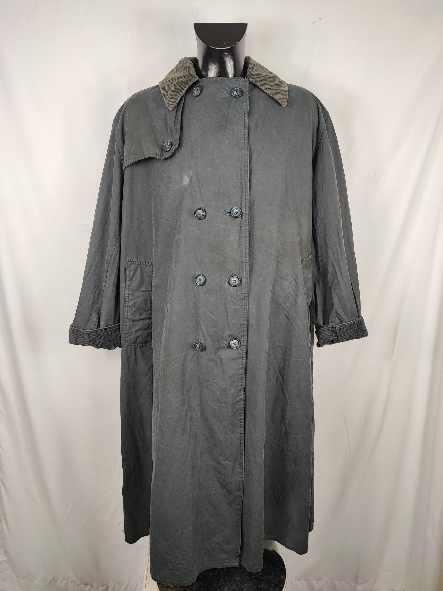 RARO Barbour A605 Trench Coat blu cerato C44/112 cm Waxed Navy Trench Coat Large/XL