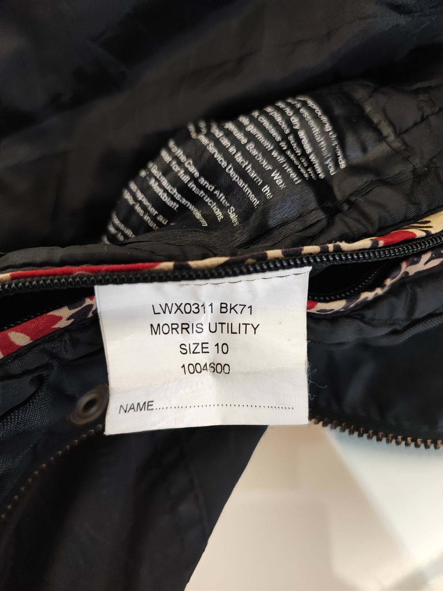 Barbour Giacca corta nera donna Tg. 40 Morris Black Wax Utility Jacket Size UK10 Small