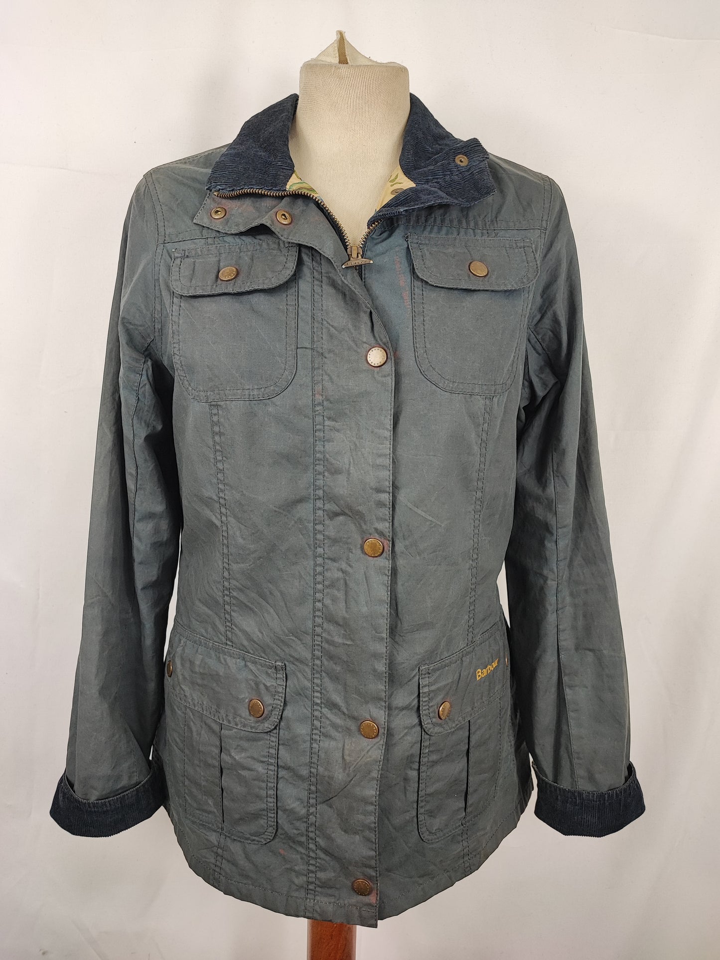 Barbour Giacca corta Morris donna Tg. 42 Morris Blue Wax Utility Jacket Size UK12 Medium