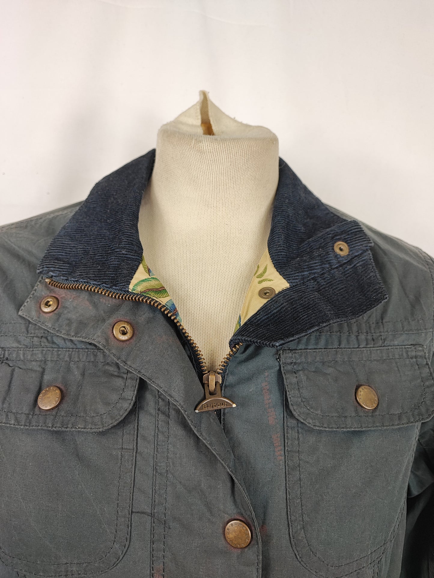 Barbour Giacca corta Morris donna Tg. 42 Morris Blue Wax Utility Jacket Size UK12 Medium