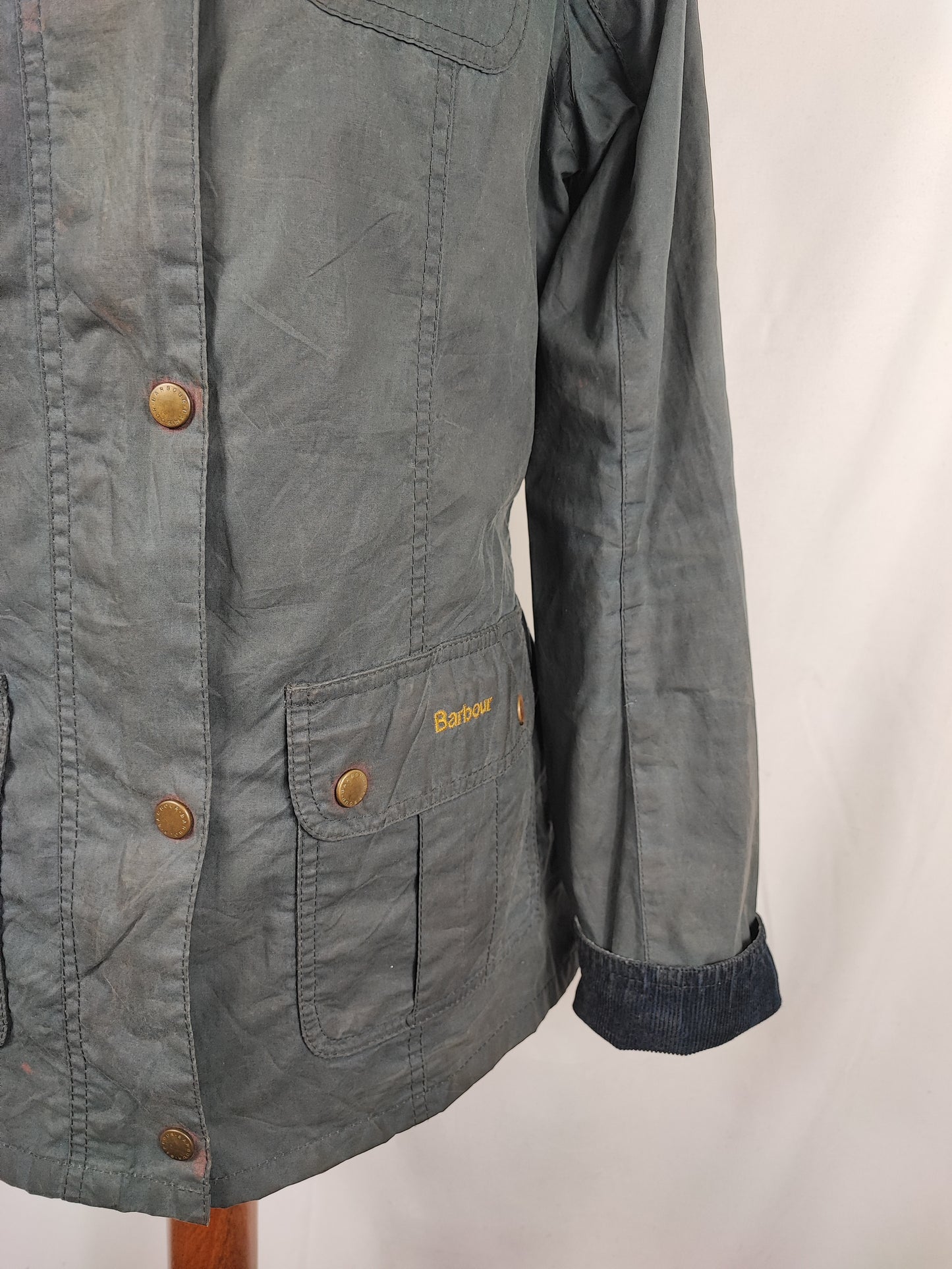 Barbour Giacca corta Morris donna Tg. 42 Morris Blue Wax Utility Jacket Size UK12 Medium