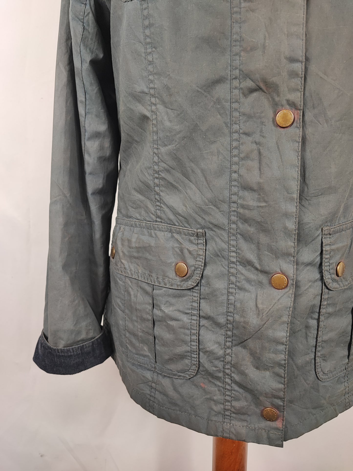 Barbour Giacca corta Morris donna Tg. 42 Morris Blue Wax Utility Jacket Size UK12 Medium