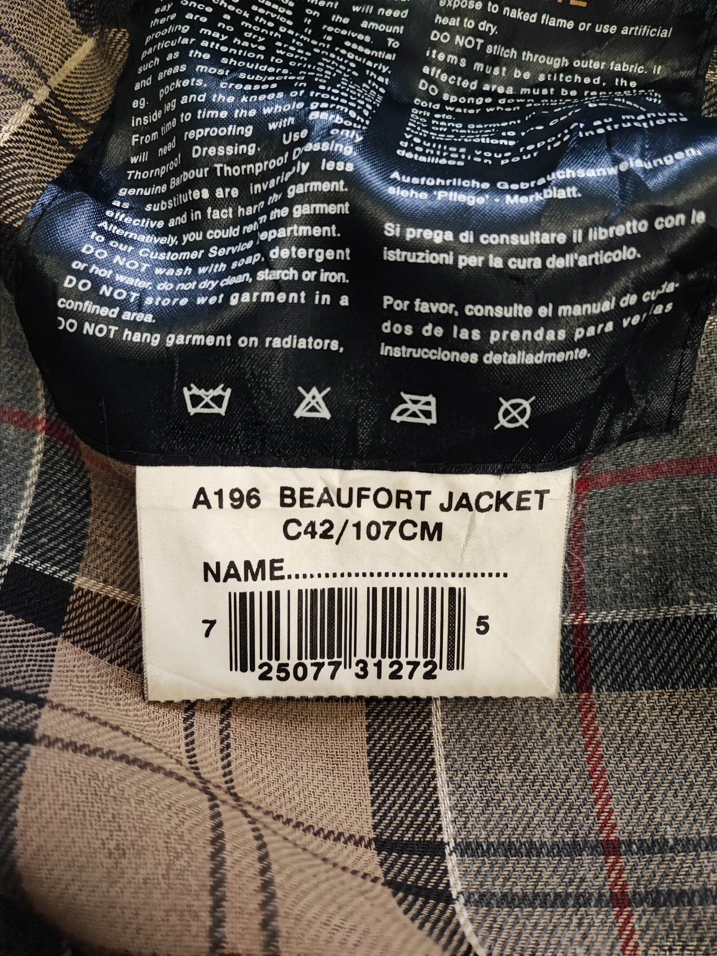 Barbour Giacca Beaufort vintage blu C42/107 cm - Man Navy Vintage Beaufort C42 Waxed jacket size Large