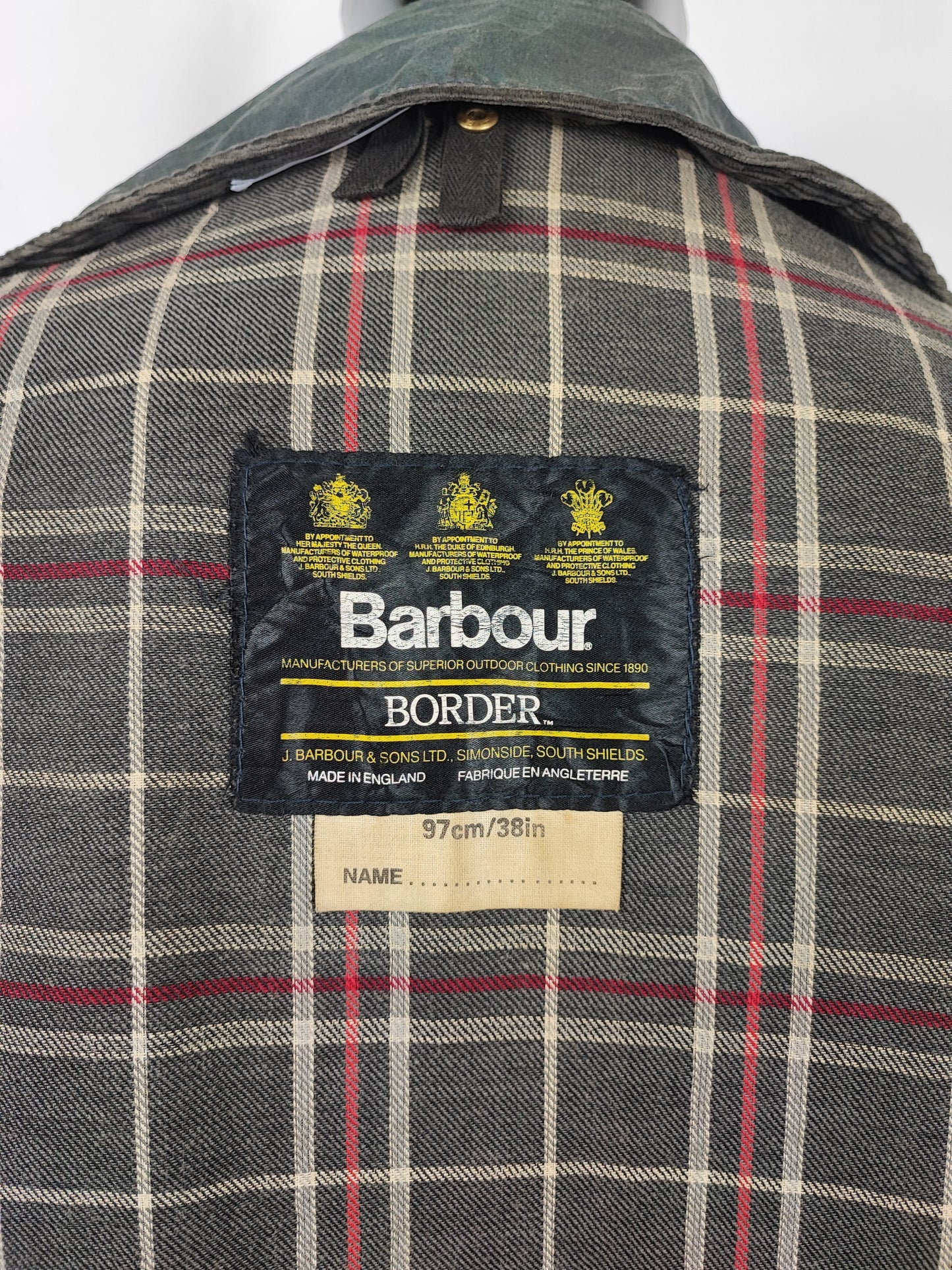 Giacca Barbour Unisex Border Blu C38/97cm Medium tg.48 - Navy Wax Border vintage Jacket C38