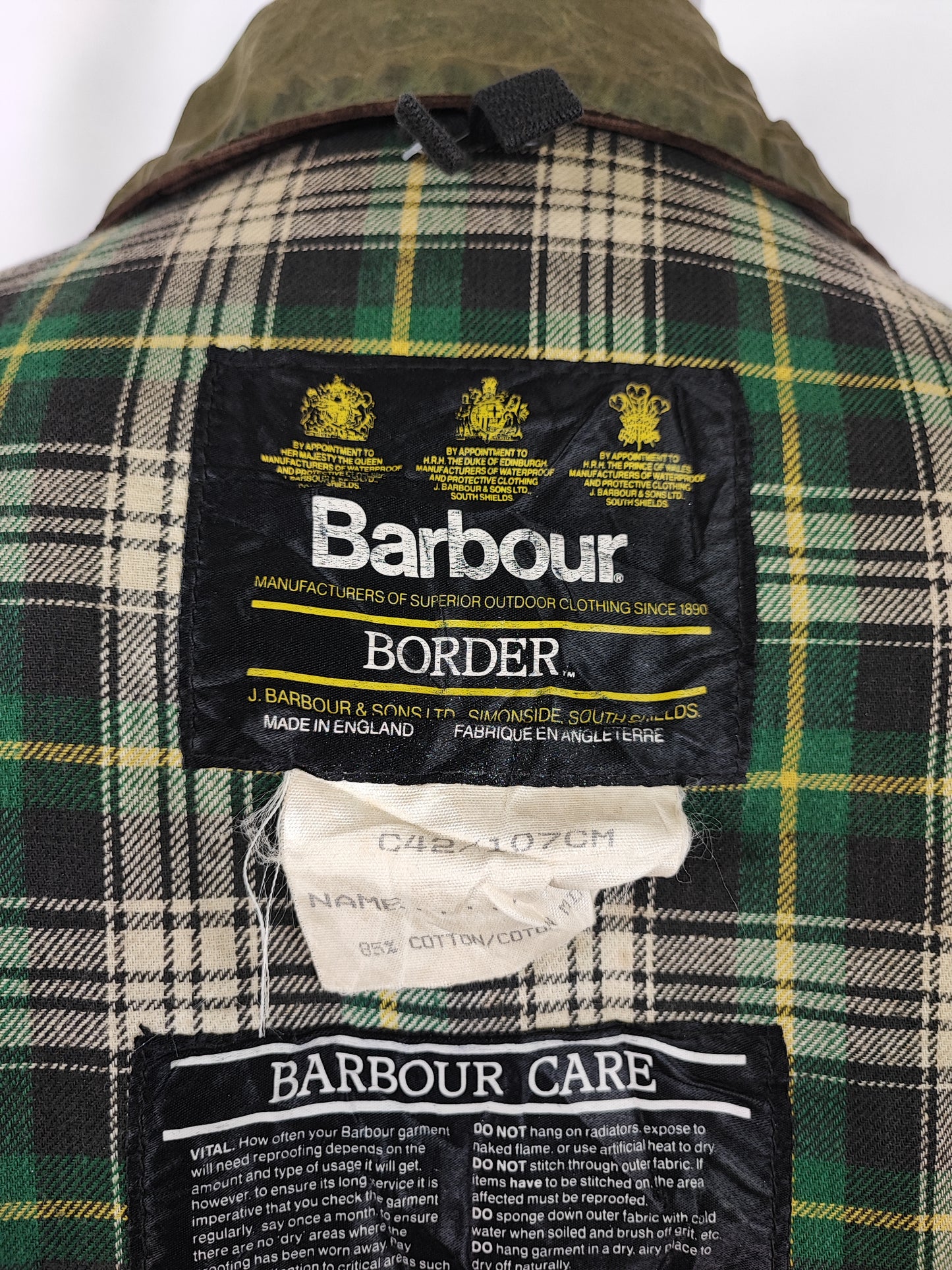 Giacca Barbour Border verde Vintage Cerata C42/107 cm - Green Vintage wax coat c42 size Large