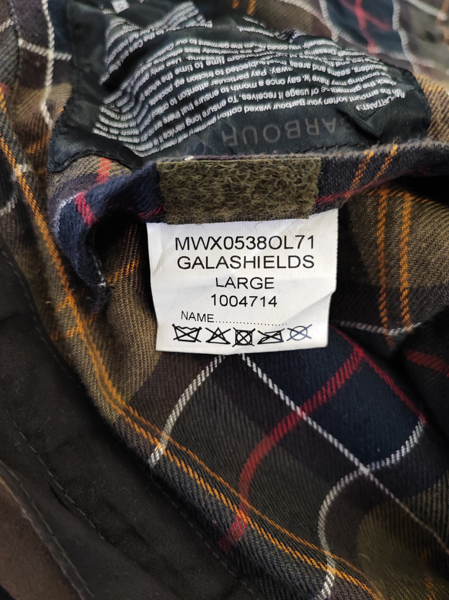 Giacca Barbour da uomo verde oliva Large - Man Galashields olive wax jacket size Large