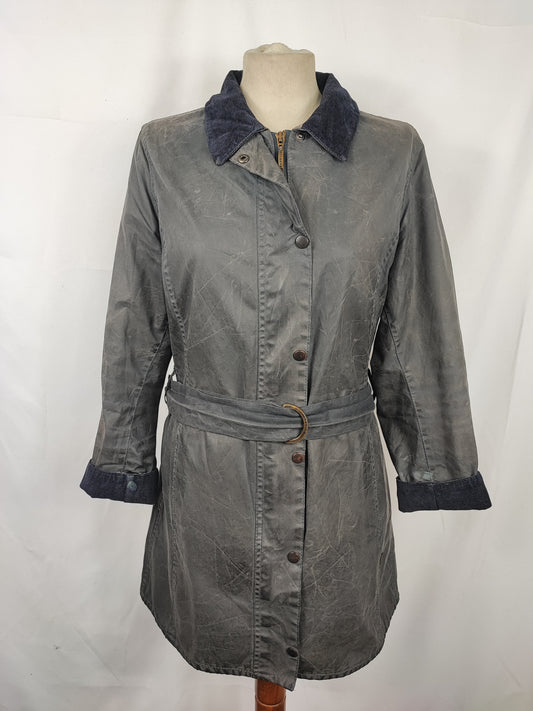 Giacca Barbour Blu Newmarket mac cerato Donna Tg.40 Navy Wax Lady Jacket Size UK10 Small