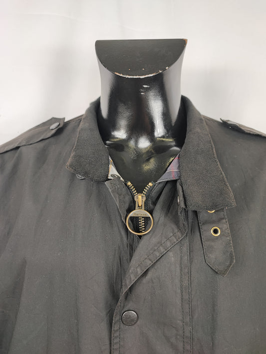 Bomber Barbour cerato leggero Nero Large- Man Black Flyweight Wax flyer Jacket Size L