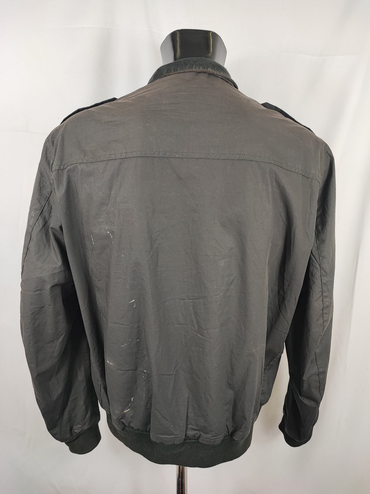 Bomber Barbour cerato leggero Nero Large- Man Black Flyweight Wax flyer Jacket Size L