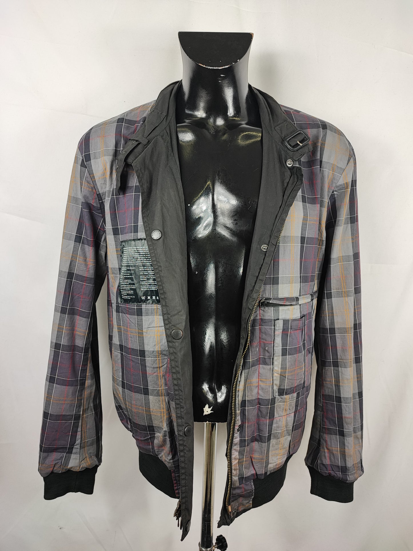 Bomber Barbour cerato leggero Nero Large- Man Black Flyweight Wax flyer Jacket Size L