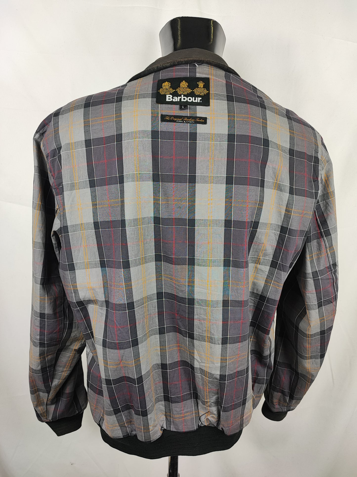 Bomber Barbour cerato leggero Nero Large- Man Black Flyweight Wax flyer Jacket Size L